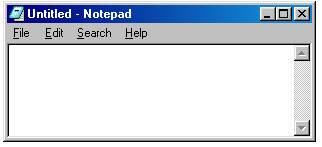 Using Notepad to type a short message.